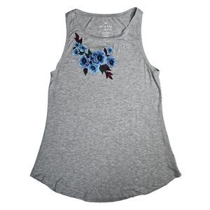 American Eagle Soft & Sexy Tank Womens Top SM Gray Floral Chest Loose Fit Summer